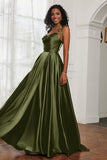 Stretch Satin Cowl Neck Formal Evening Dress Prom Gowns Bridesmaid Dresses with Slit