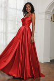 Stretch Satin Cowl Neck Formal Evening Dress Prom Gowns Bridesmaid Dresses with Slit