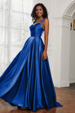 Stretch Satin Cowl Neck Formal Evening Dress Prom Gowns Bridesmaid Dresses with Slit