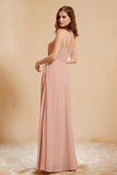 A Line Chiffon Square Bridesmaid Dress With Pockets Formal Evening Prom Dresses Gowns