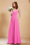 A Line Chiffon Square Bridesmaid Dress With Pockets Formal Evening Prom Dresses Gowns