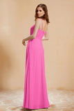 A Line Chiffon Square Bridesmaid Dress With Pockets Formal Evening Prom Dresses Gowns