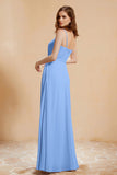 A Line Chiffon Square Bridesmaid Dress With Pockets Formal Evening Prom Dresses Gowns