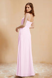 A Line Chiffon Square Bridesmaid Dress With Pockets Formal Evening Prom Dresses Gowns