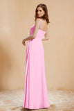 A Line Chiffon Square Bridesmaid Dress With Pockets Formal Evening Prom Dresses Gowns