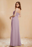 A Line Chiffon Square Bridesmaid Dress With Pockets Formal Evening Prom Dresses Gowns