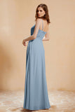 A Line Chiffon Square Bridesmaid Dress With Pockets Formal Evening Prom Dresses Gowns
