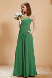 A Line Chiffon Square Bridesmaid Dress With Pockets Formal Evening Prom Dresses Gowns