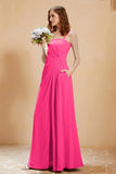 A Line Chiffon Square Bridesmaid Dress With Pockets Formal Evening Prom Dresses Gowns