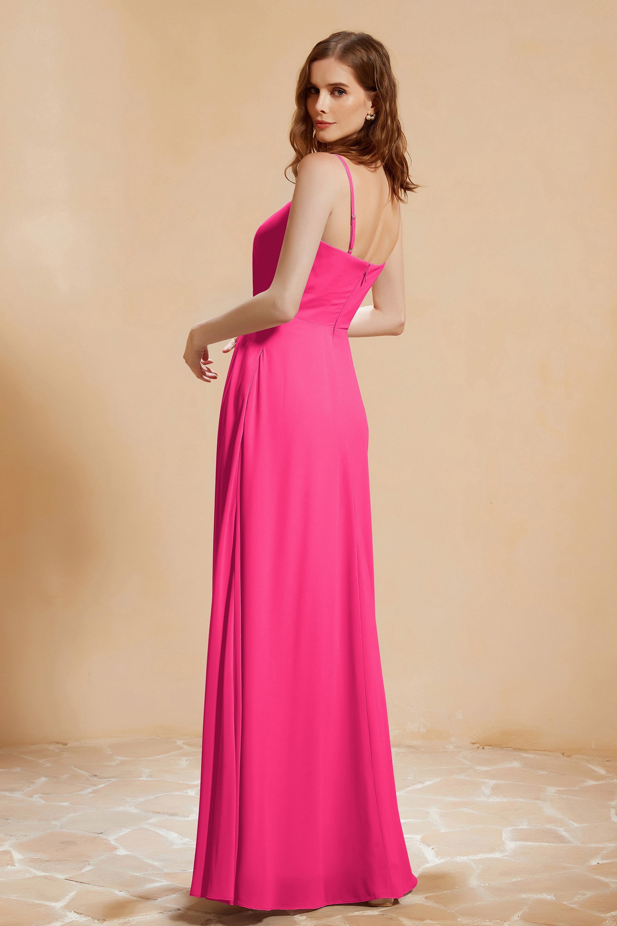 A Line Chiffon Square Bridesmaid Dress With Pockets Formal Evening Prom Dresses Gowns