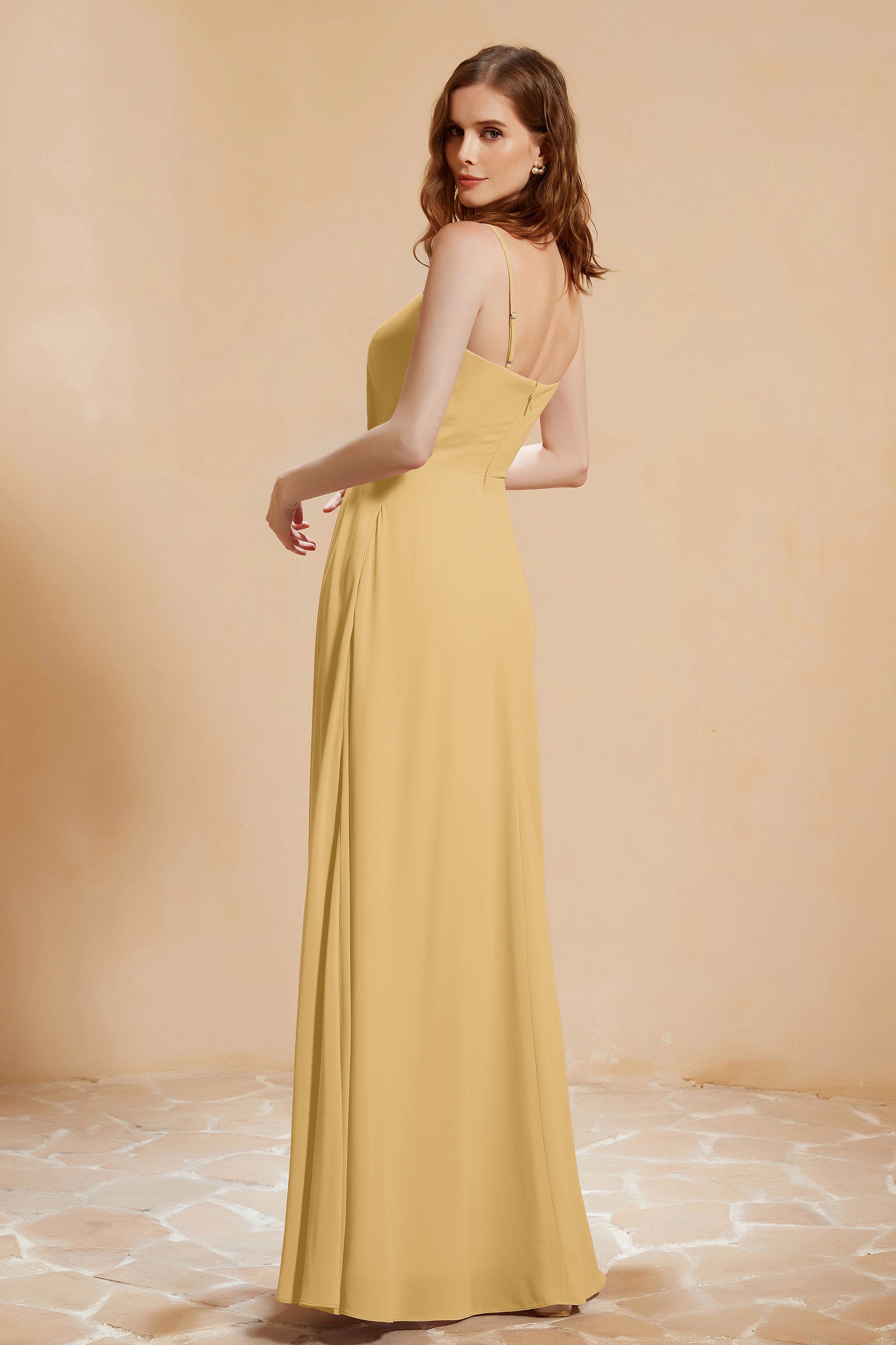 A Line Chiffon Square Bridesmaid Dress With Pockets Formal Evening Prom Dresses Gowns