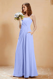 A Line Chiffon Square Bridesmaid Dress With Pockets Formal Evening Prom Dresses Gowns