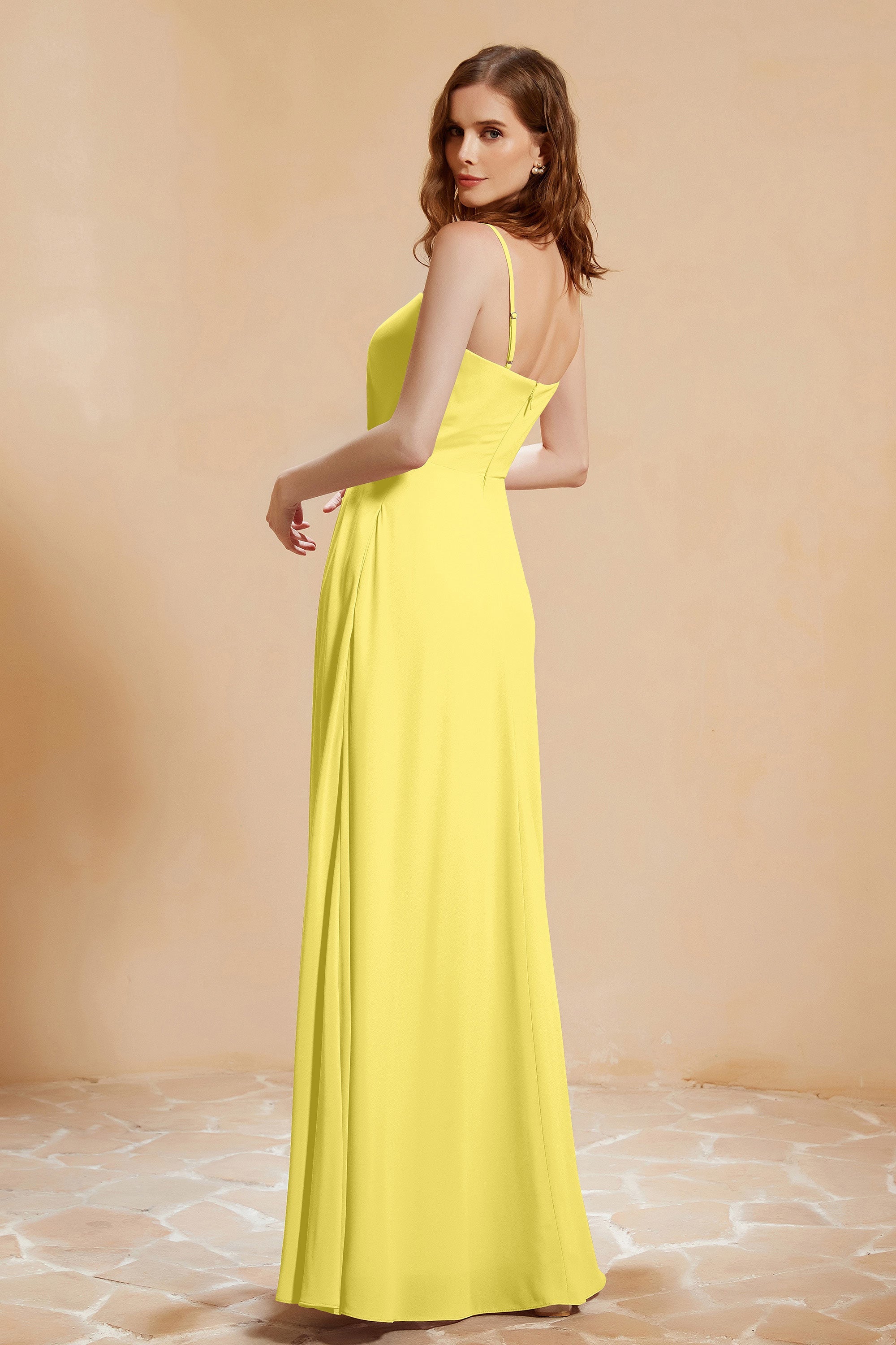 A Line Chiffon Square Bridesmaid Dress With Pockets Formal Evening Prom Dresses Gowns