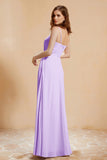 A Line Chiffon Square Bridesmaid Dress With Pockets Formal Evening Prom Dresses Gowns