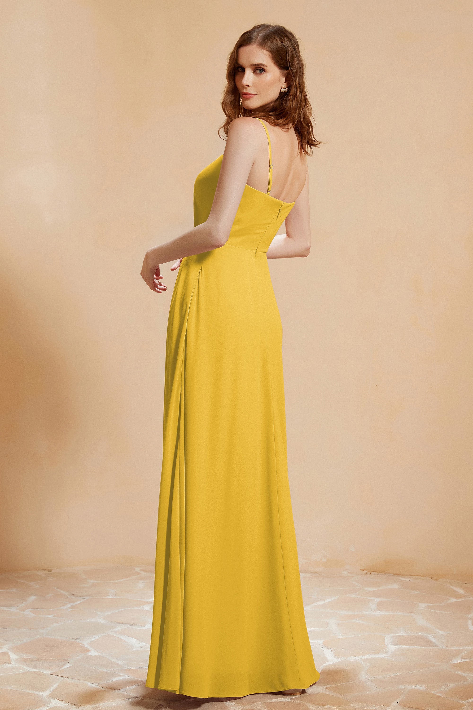 A Line Chiffon Square Bridesmaid Dress With Pockets Formal Evening Prom Dresses Gowns