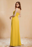 A Line Chiffon Square Bridesmaid Dress With Pockets Formal Evening Prom Dresses Gowns