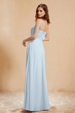 A Line Chiffon Square Bridesmaid Dress With Pockets Formal Evening Prom Dresses Gowns