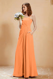 A Line Chiffon Square Bridesmaid Dress With Pockets Formal Evening Prom Dresses Gowns
