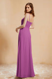 A Line Chiffon Square Bridesmaid Dress With Pockets Formal Evening Prom Dresses Gowns