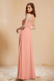 A Line Chiffon Square Bridesmaid Dress With Pockets Formal Evening Prom Dresses Gowns