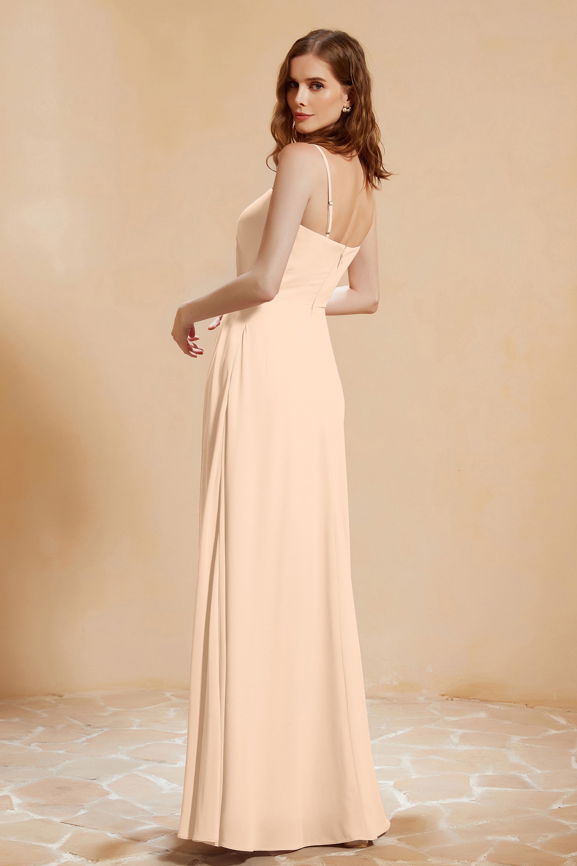 A Line Chiffon Square Bridesmaid Dress With Pockets Formal Evening Prom Dresses Gowns