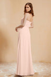 A Line Chiffon Square Bridesmaid Dress With Pockets Formal Evening Prom Dresses Gowns