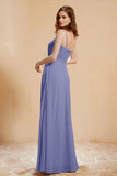 A Line Chiffon Square Bridesmaid Dress With Pockets Formal Evening Prom Dresses Gowns