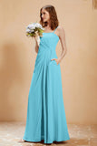 A Line Chiffon Square Bridesmaid Dress With Pockets Formal Evening Prom Dresses Gowns