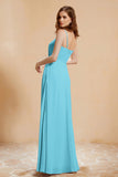 A Line Chiffon Square Bridesmaid Dress With Pockets Formal Evening Prom Dresses Gowns