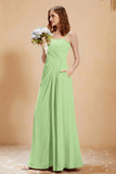 A Line Chiffon Square Bridesmaid Dress With Pockets Formal Evening Prom Dresses Gowns