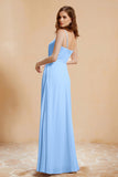 A Line Chiffon Square Bridesmaid Dress With Pockets Formal Evening Prom Dresses Gowns