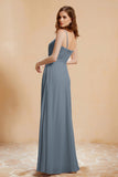 A Line Chiffon Square Bridesmaid Dress With Pockets Formal Evening Prom Dresses Gowns