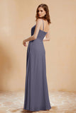 A Line Chiffon Square Bridesmaid Dress With Pockets Formal Evening Prom Dresses Gowns