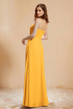 A Line Chiffon Square Bridesmaid Dress With Pockets Formal Evening Prom Dresses Gowns