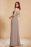 A Line Chiffon Square Bridesmaid Dress With Pockets Formal Evening Prom Dresses Gowns