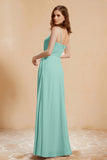 A Line Chiffon Square Bridesmaid Dress With Pockets Formal Evening Prom Dresses Gowns