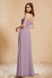 A Line Chiffon Square Bridesmaid Dress With Pockets Formal Evening Prom Dresses Gowns