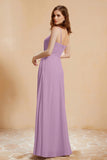 A Line Chiffon Square Bridesmaid Dress With Pockets Formal Evening Prom Dresses Gowns