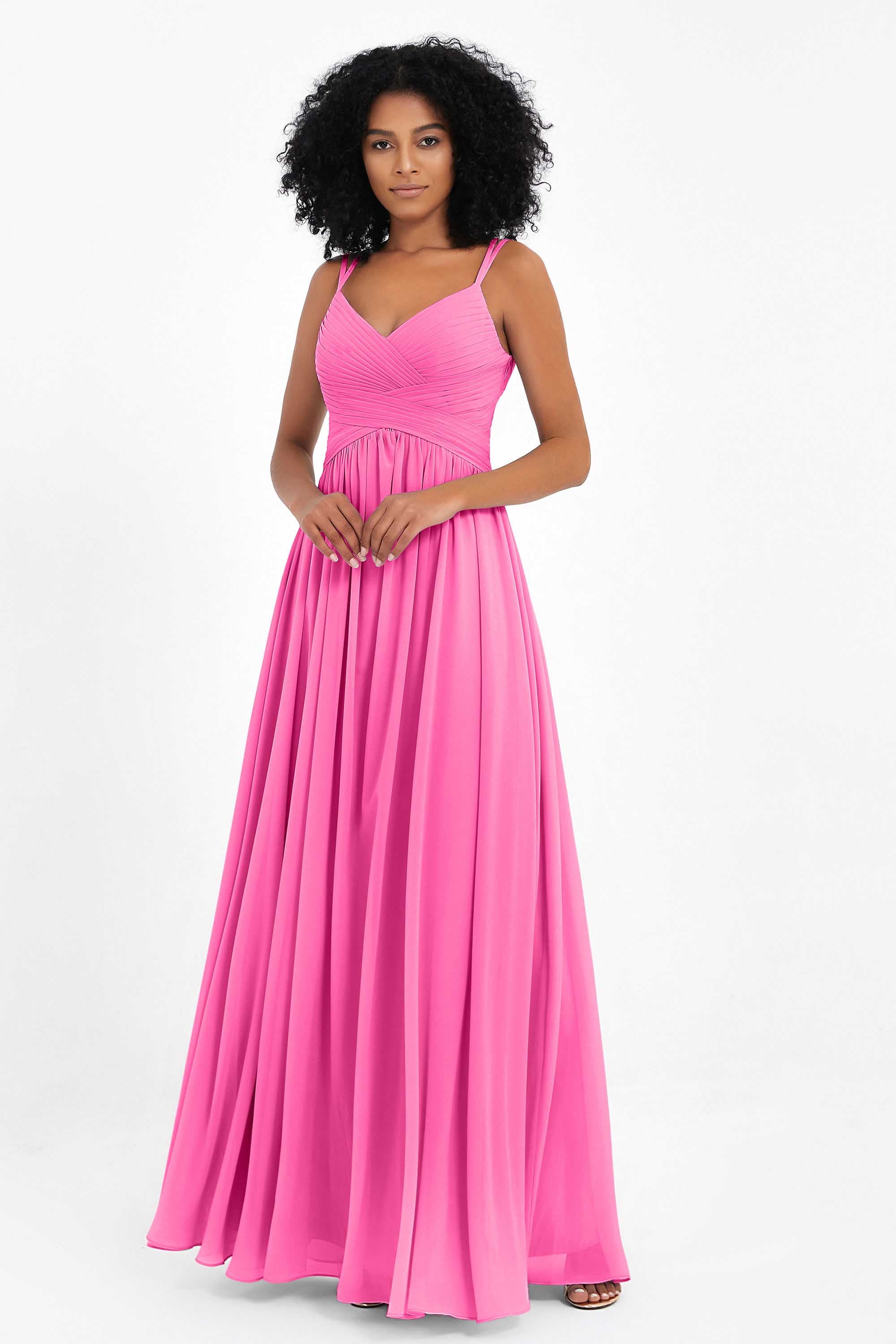 Empire Chiffon Bridesmaid Dress with Lace Long Formal Evening Dresses party Gowns