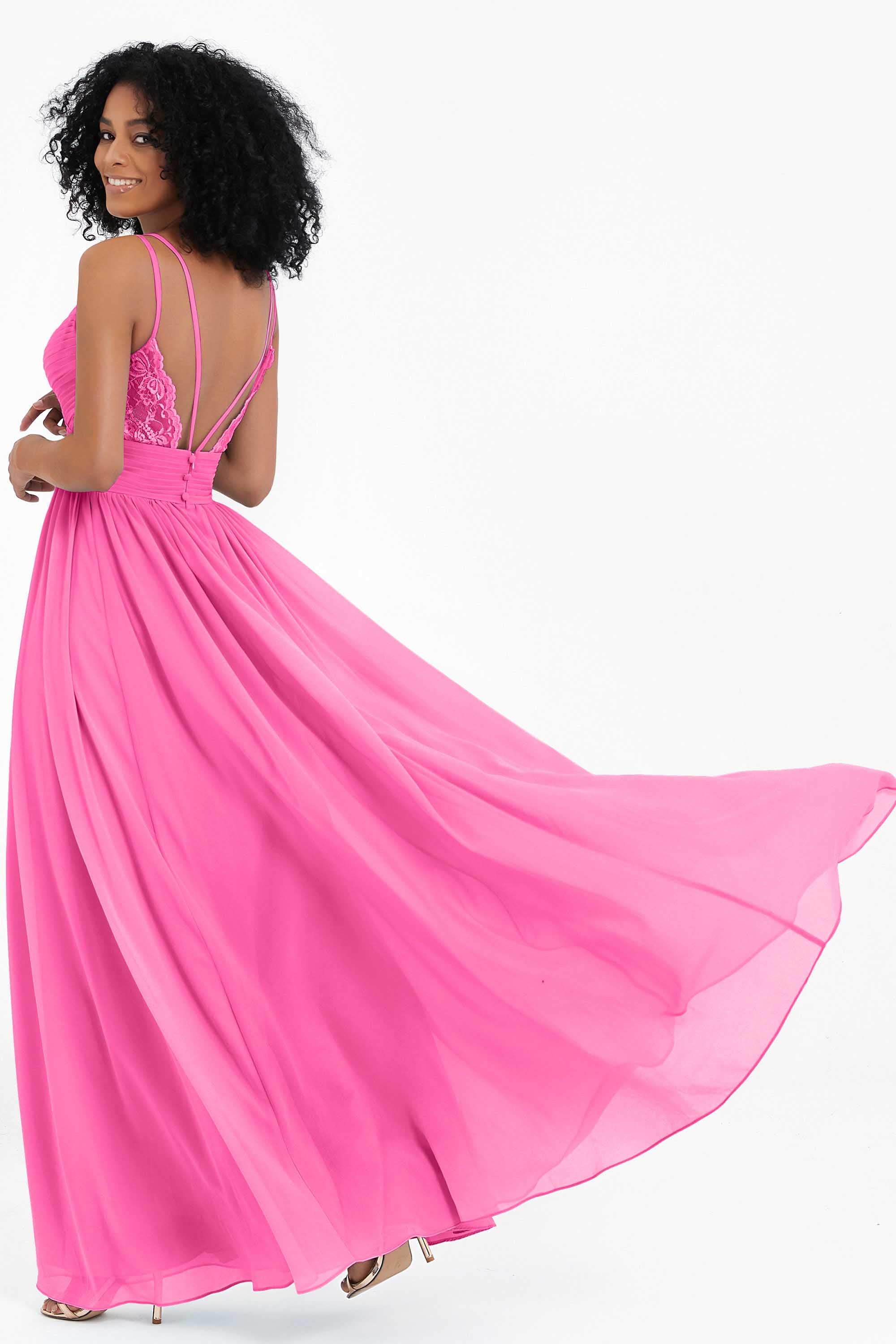 Empire Chiffon Bridesmaid Dress with Lace Long Formal Evening Dresses party Gowns