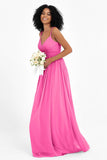 Empire Chiffon Bridesmaid Dress with Lace Long Formal Evening Dresses party Gowns