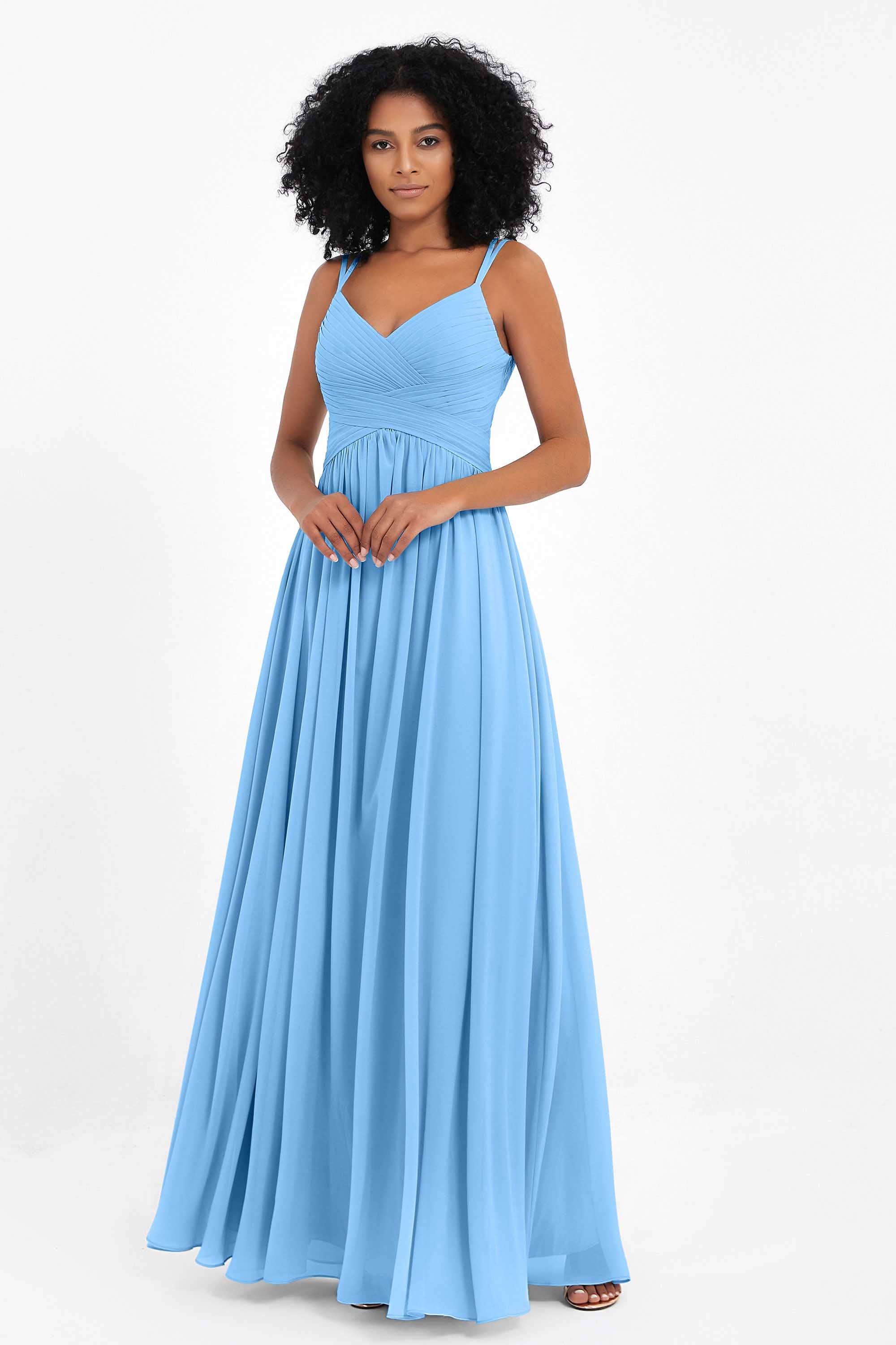 Empire Chiffon Bridesmaid Dress with Lace Long Formal Evening Dresses party Gowns