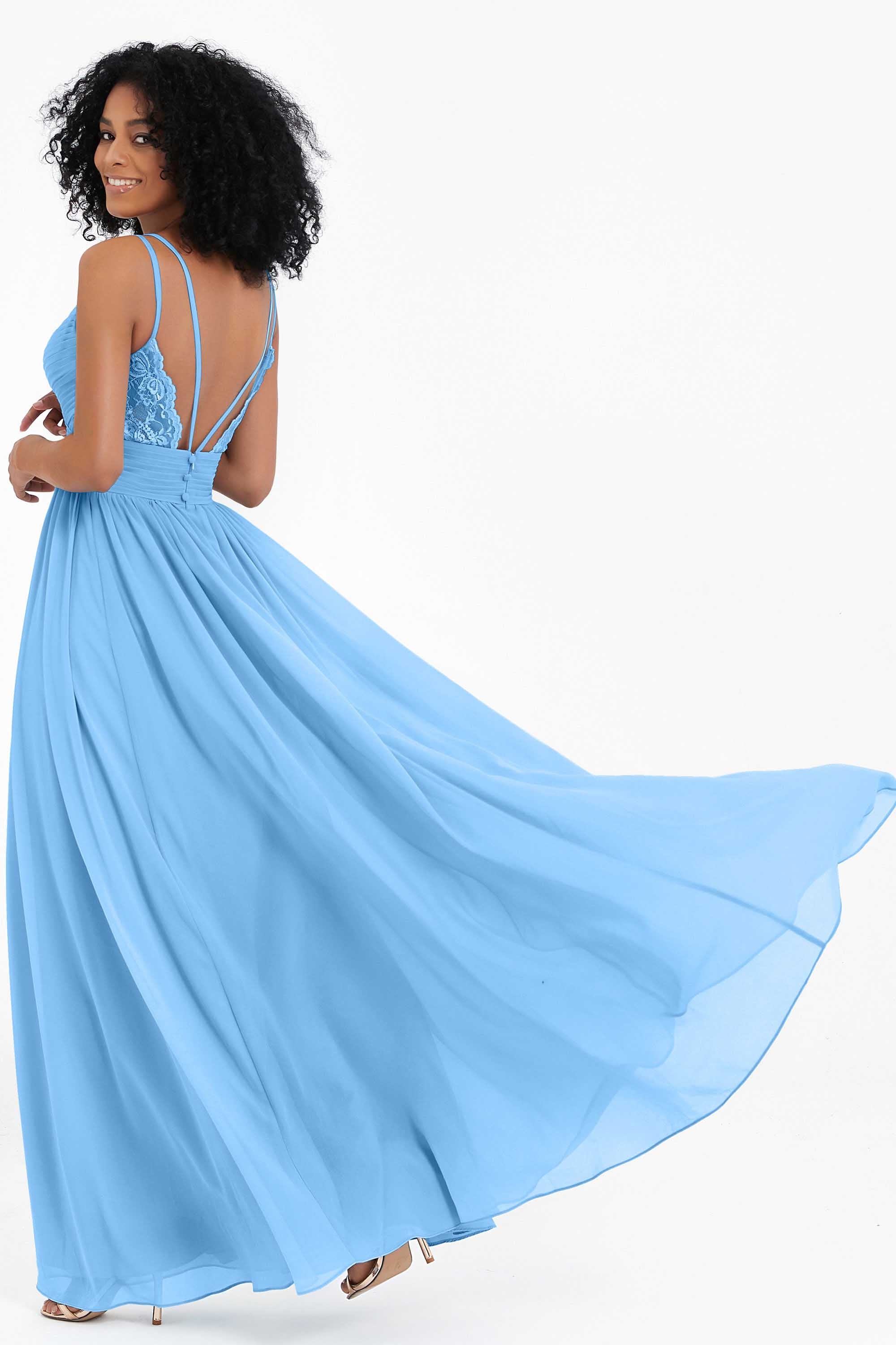 Empire Chiffon Bridesmaid Dress with Lace Long Formal Evening Dresses party Gowns