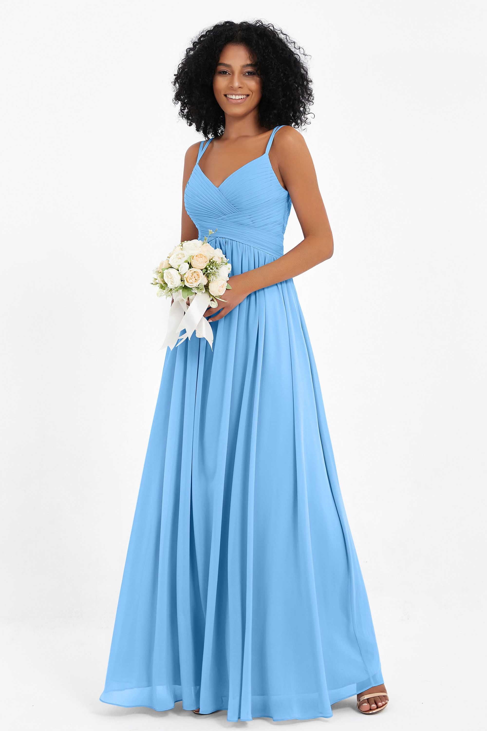 Empire Chiffon Bridesmaid Dress with Lace Long Formal Evening Dresses party Gowns