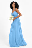 Empire Chiffon Bridesmaid Dress with Lace Long Formal Evening Dresses party Gowns