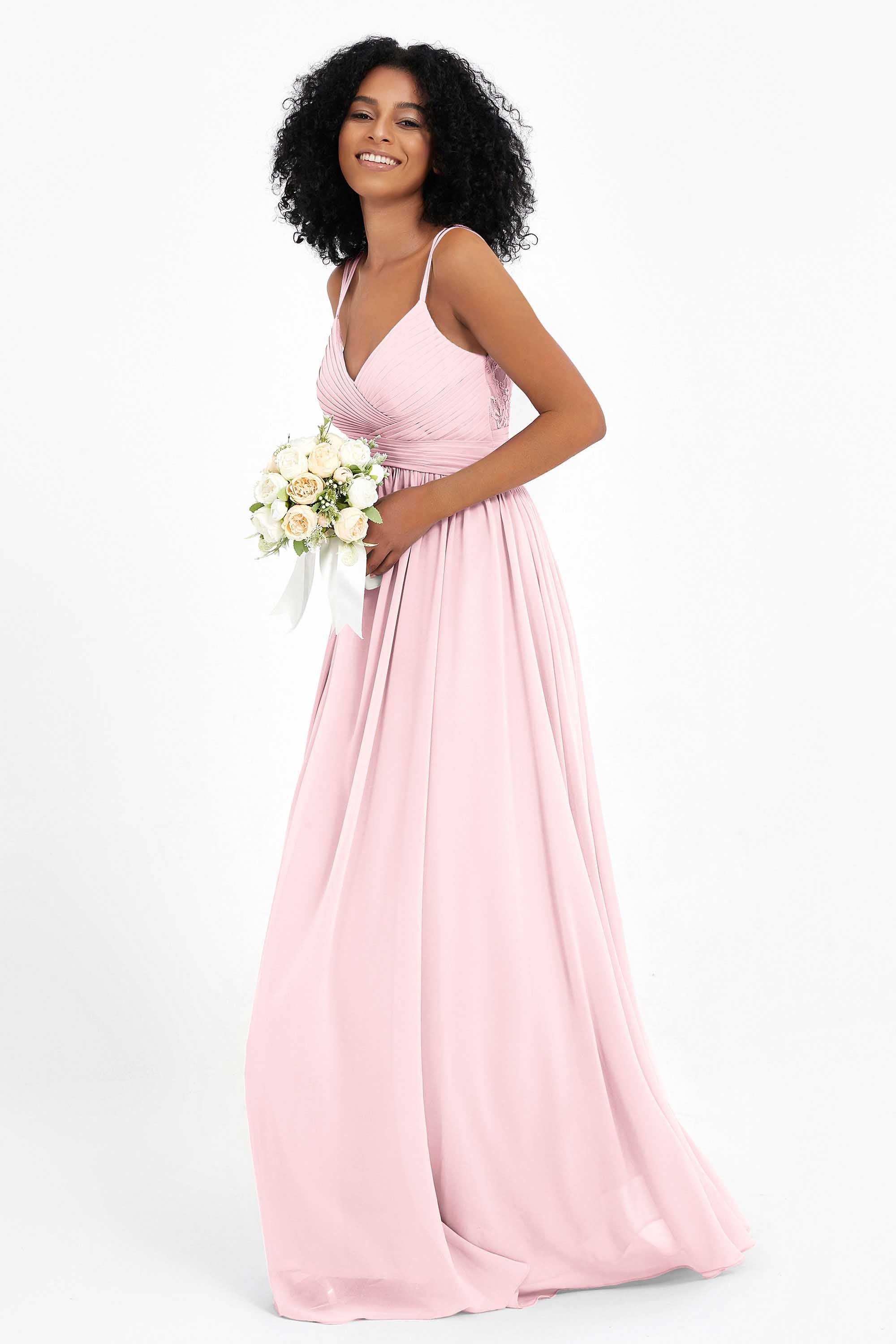Empire Chiffon Bridesmaid Dress with Lace Long Formal Evening Dresses party Gowns