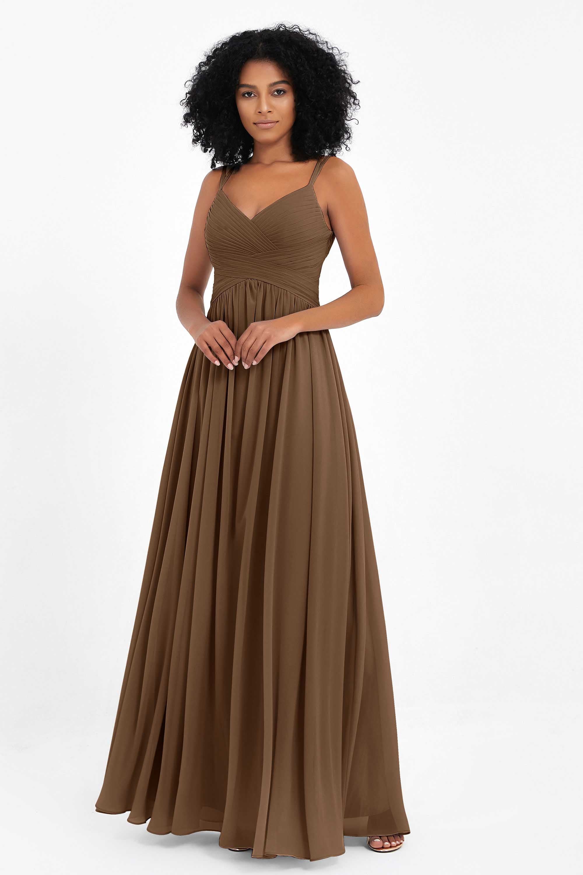 Empire Chiffon Bridesmaid Dress with Lace Long Formal Evening Dresses party Gowns
