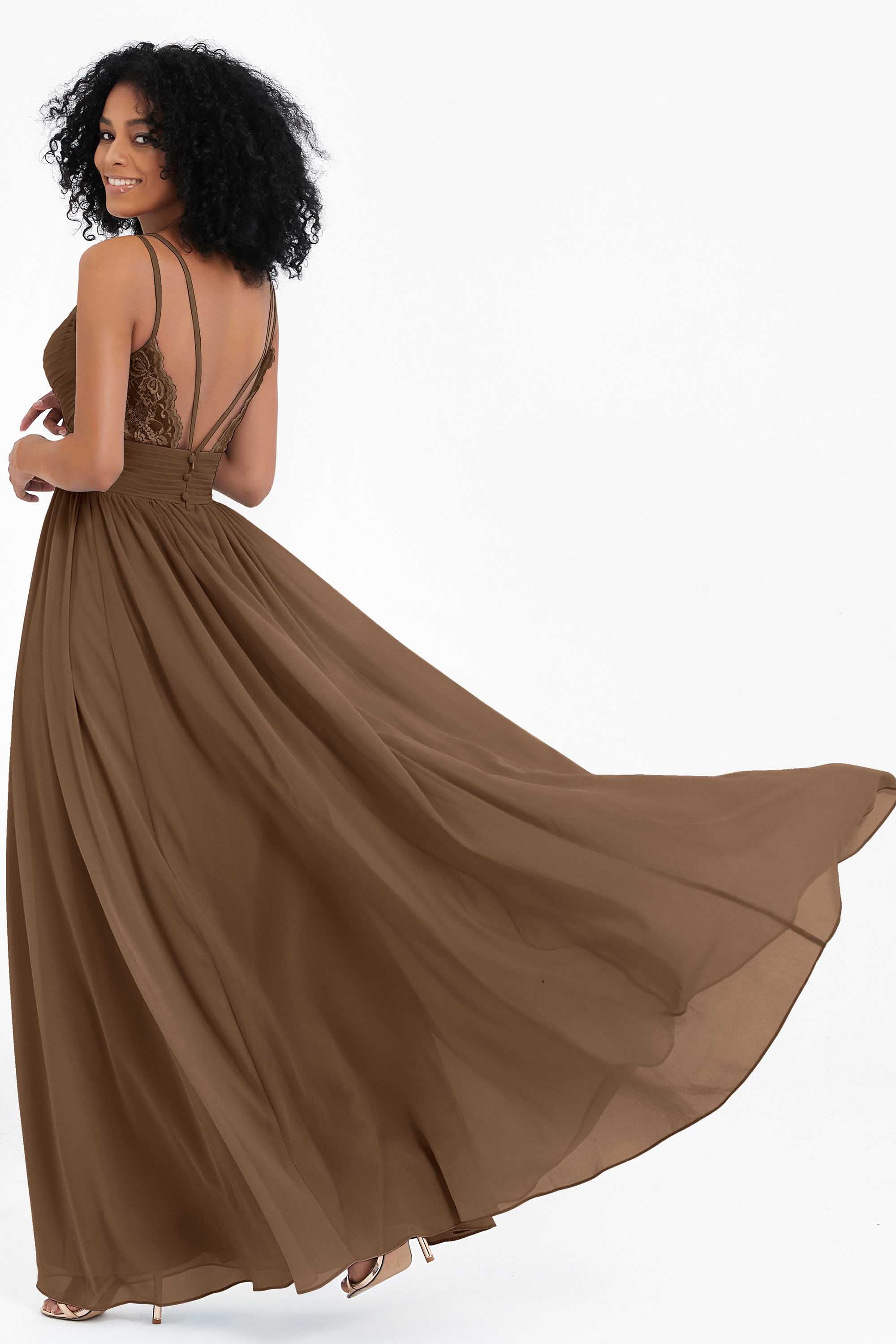 Empire Chiffon Bridesmaid Dress with Lace Long Formal Evening Dresses party Gowns