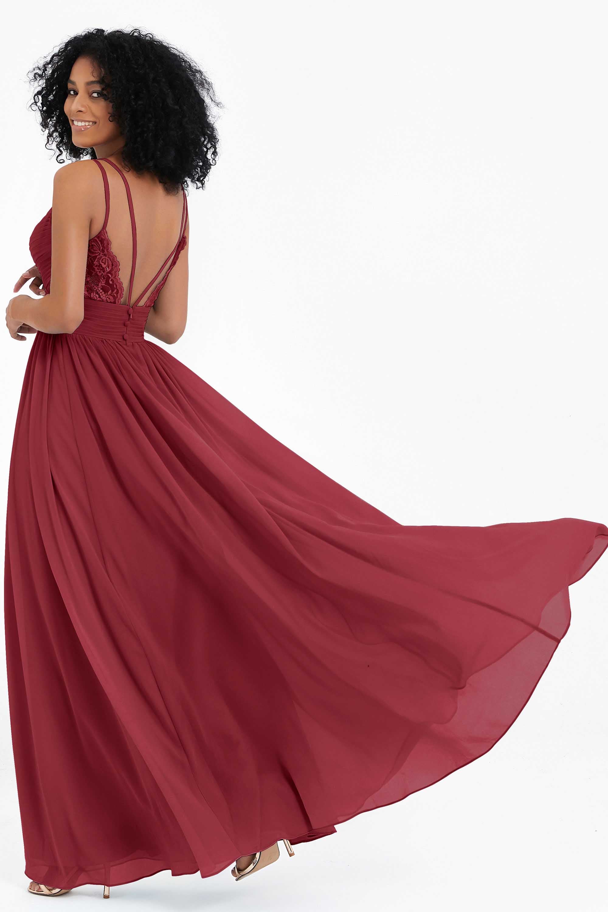 Empire Chiffon Bridesmaid Dress with Lace Long Formal Evening Dresses party Gowns