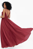 Empire Chiffon Bridesmaid Dress with Lace Long Formal Evening Dresses party Gowns